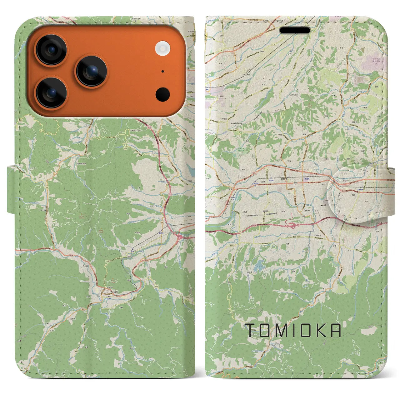 【富岡(群馬県)】地図柄iPhoneケース(手帳タイプ)