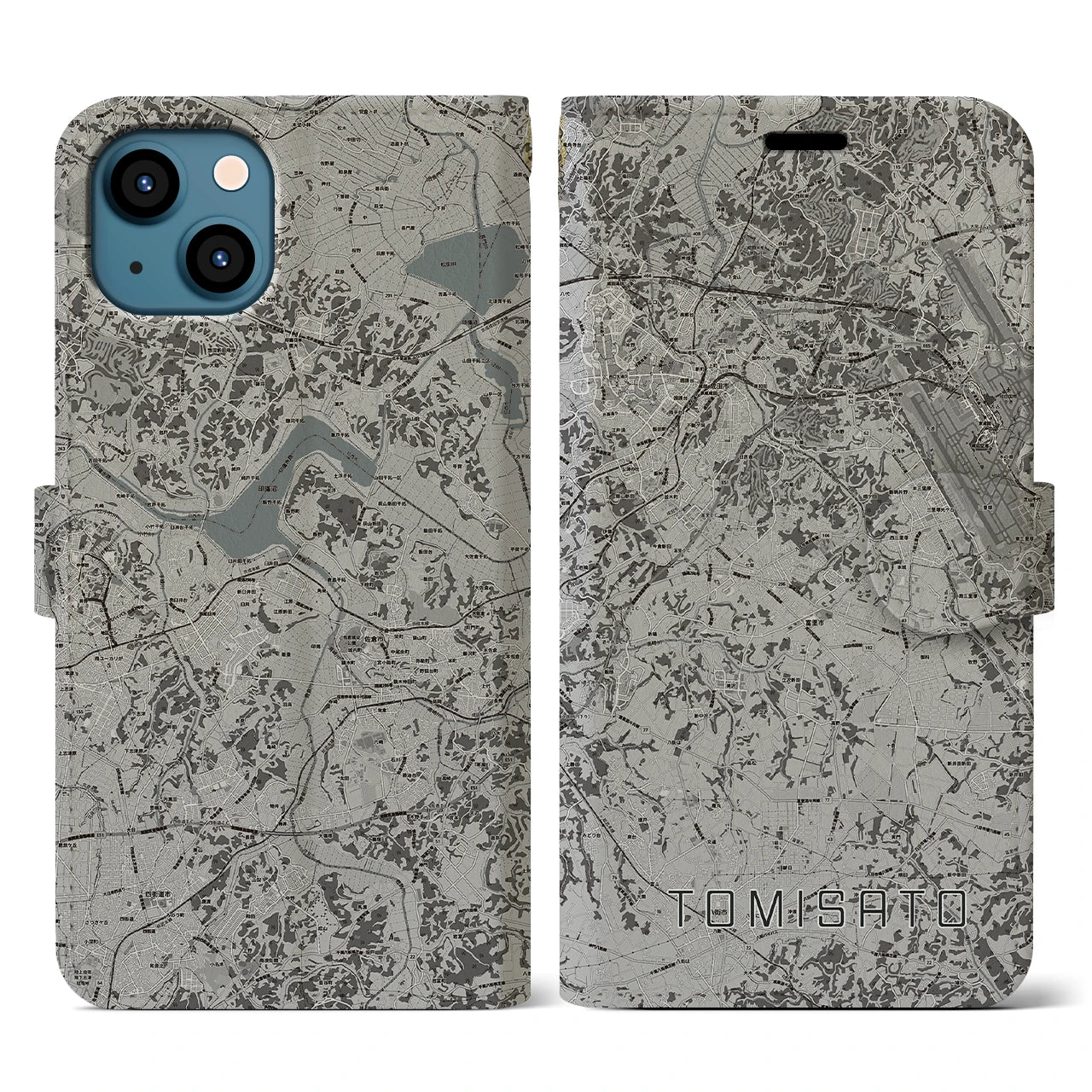 【富里(千葉県)】地図柄iPhoneケース(手帳タイプ)