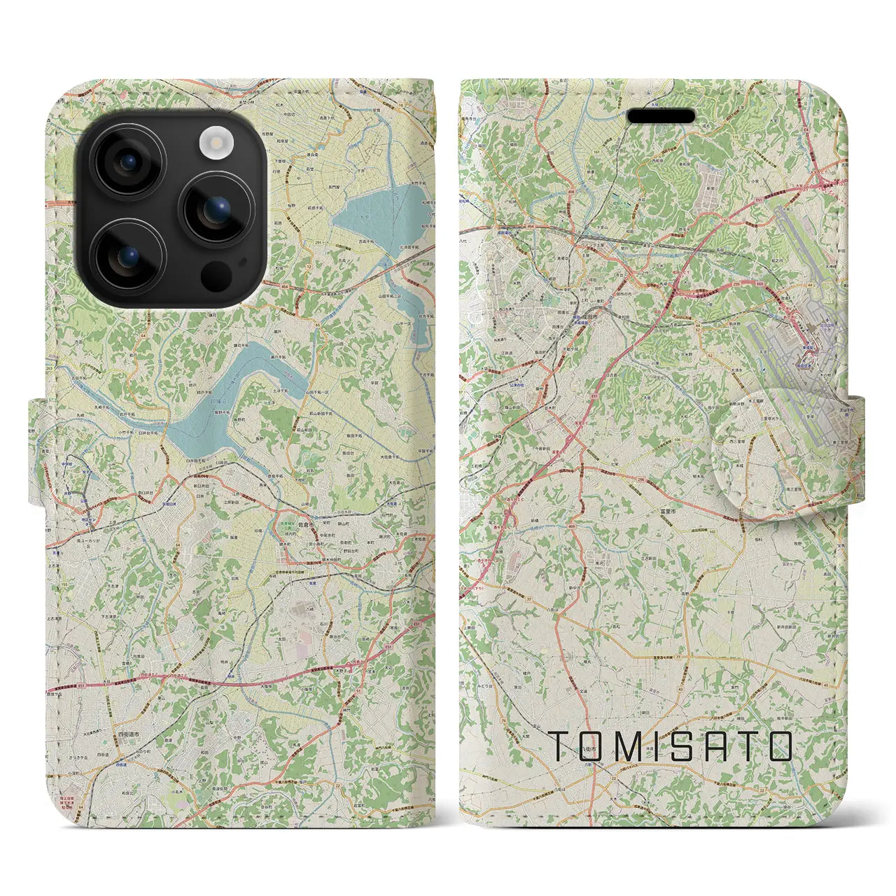 【富里(千葉県)】地図柄iPhoneケース(手帳タイプ)ナチュラル・iPhone 16 用