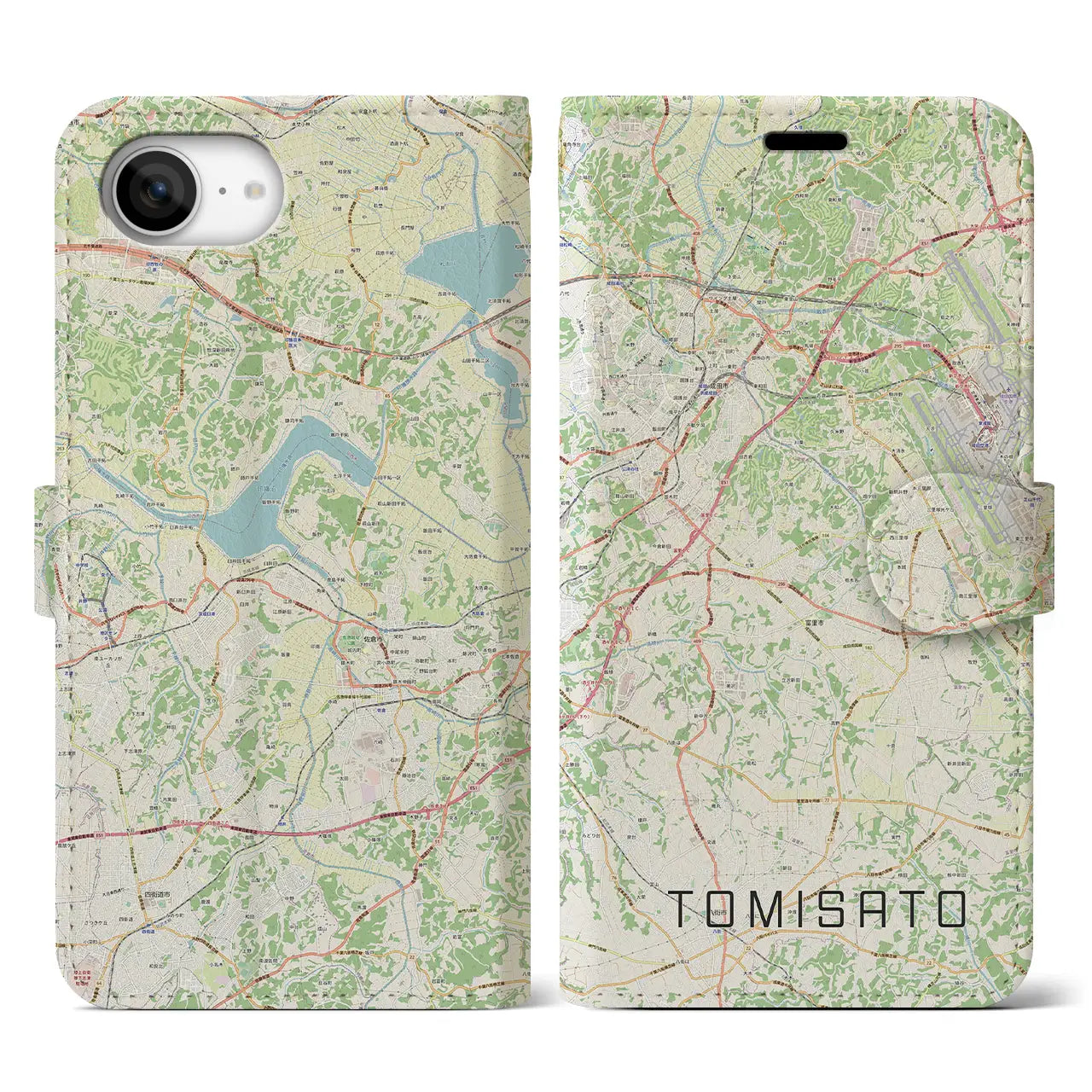 【富里(千葉県)】地図柄iPhoneケース(手帳タイプ)