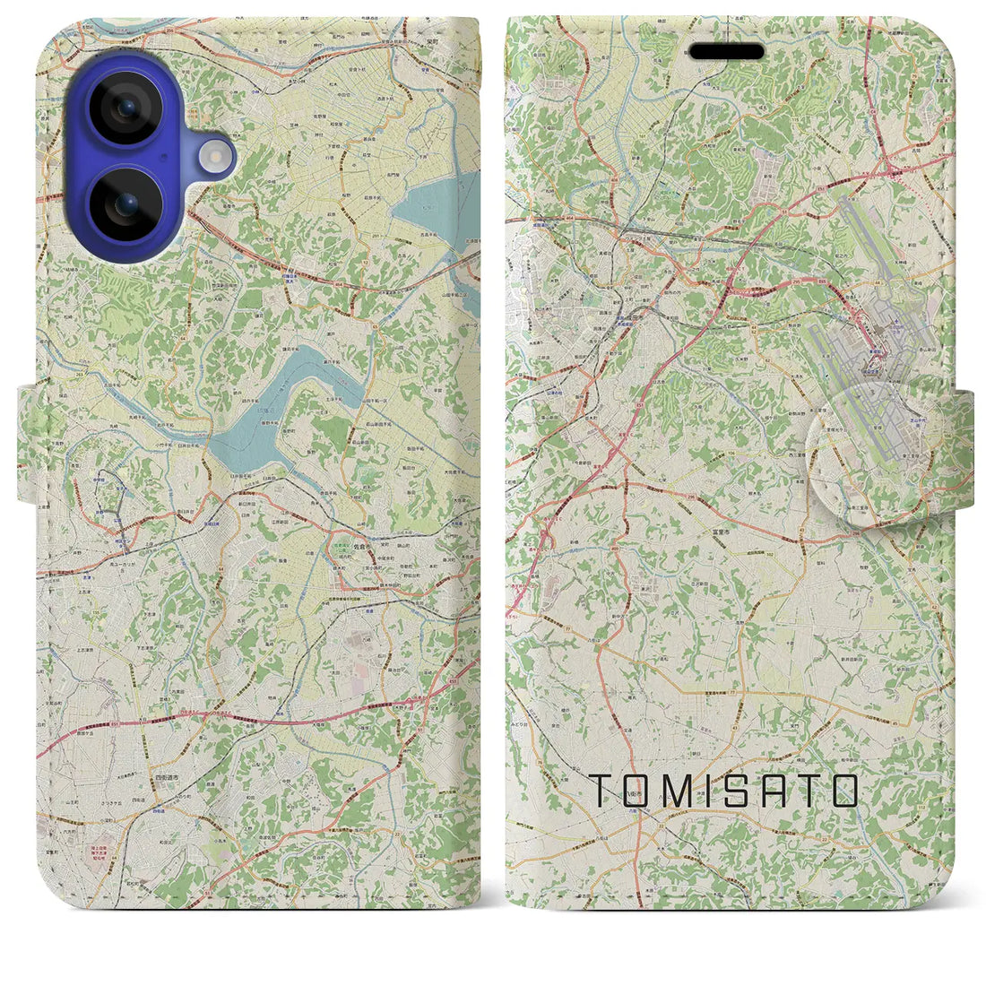 【富里(千葉県)】地図柄iPhoneケース(手帳タイプ)ナチュラル・iPhone 16 Pro Max 用