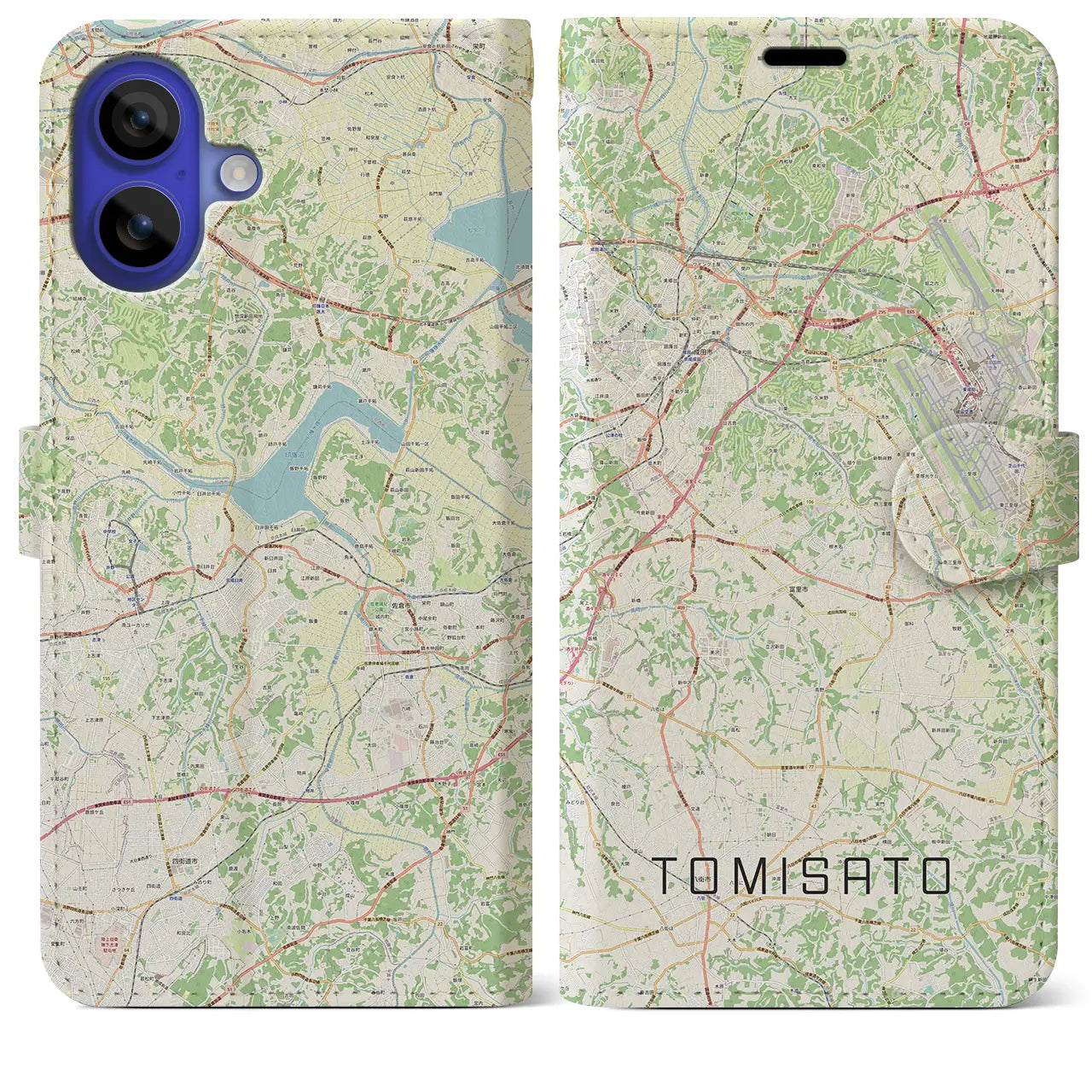【富里(千葉県)】地図柄iPhoneケース(手帳タイプ)
