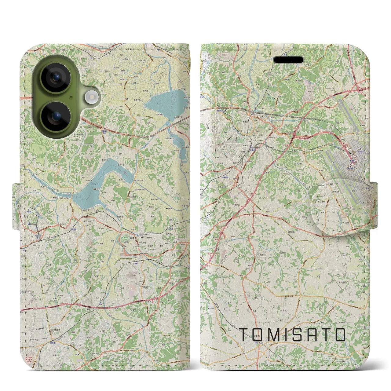 【富里(千葉県)】地図柄iPhoneケース(手帳タイプ)モノトーン・iPhone 17 Pro Max 用