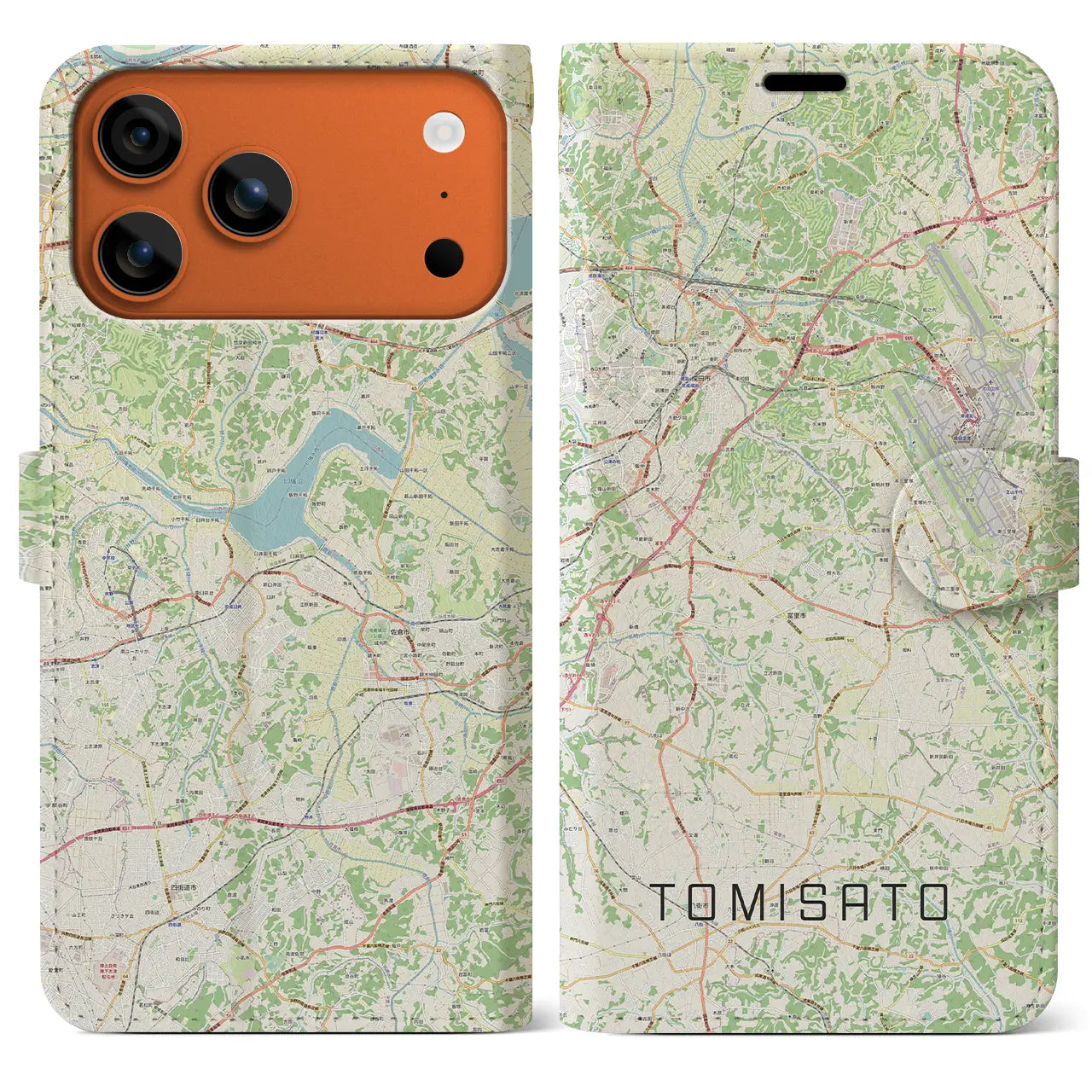 【富里(千葉県)】地図柄iPhoneケース(手帳タイプ)