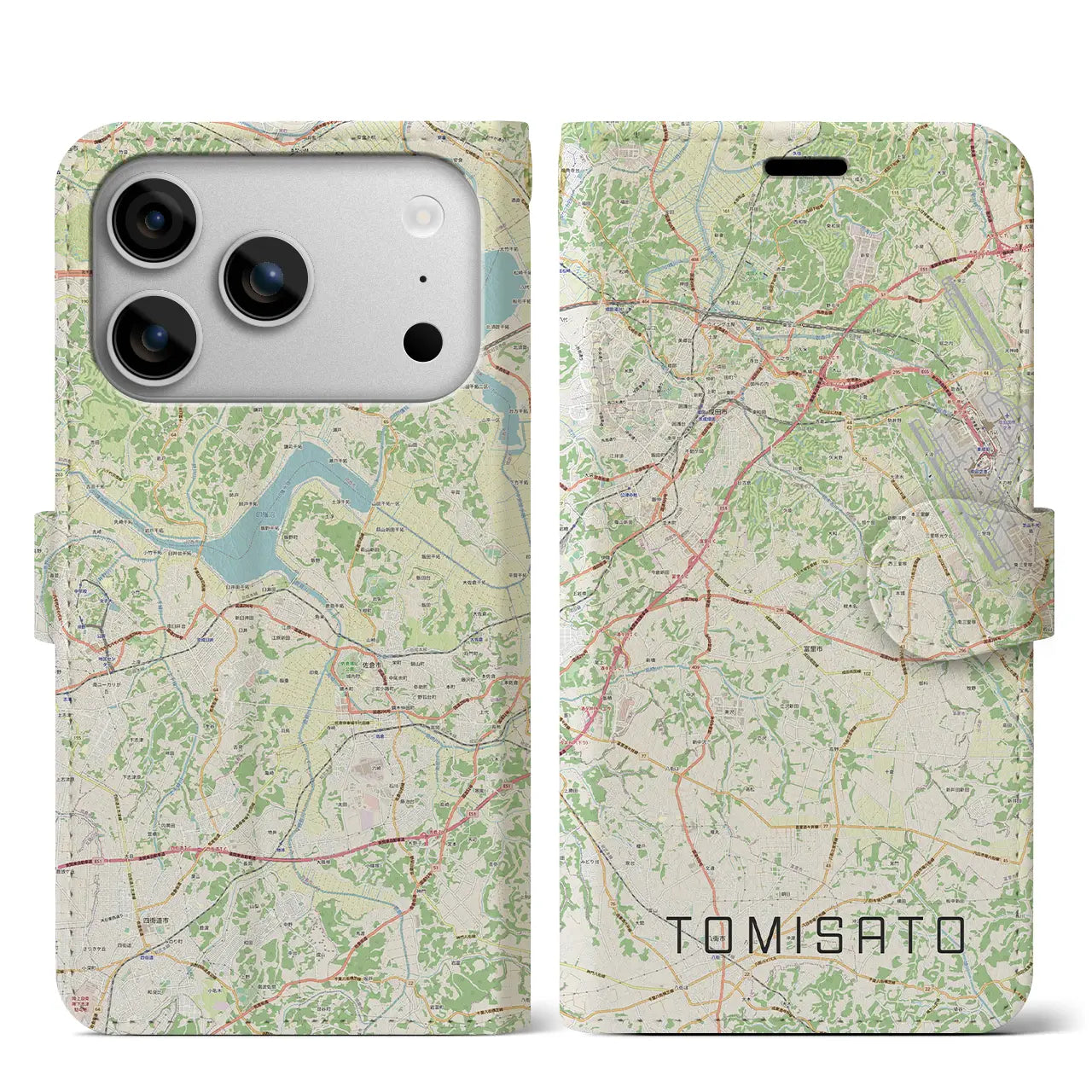 【富里(千葉県)】地図柄iPhoneケース(手帳タイプ)ナチュラル・iPhone 17 Pro Max 用