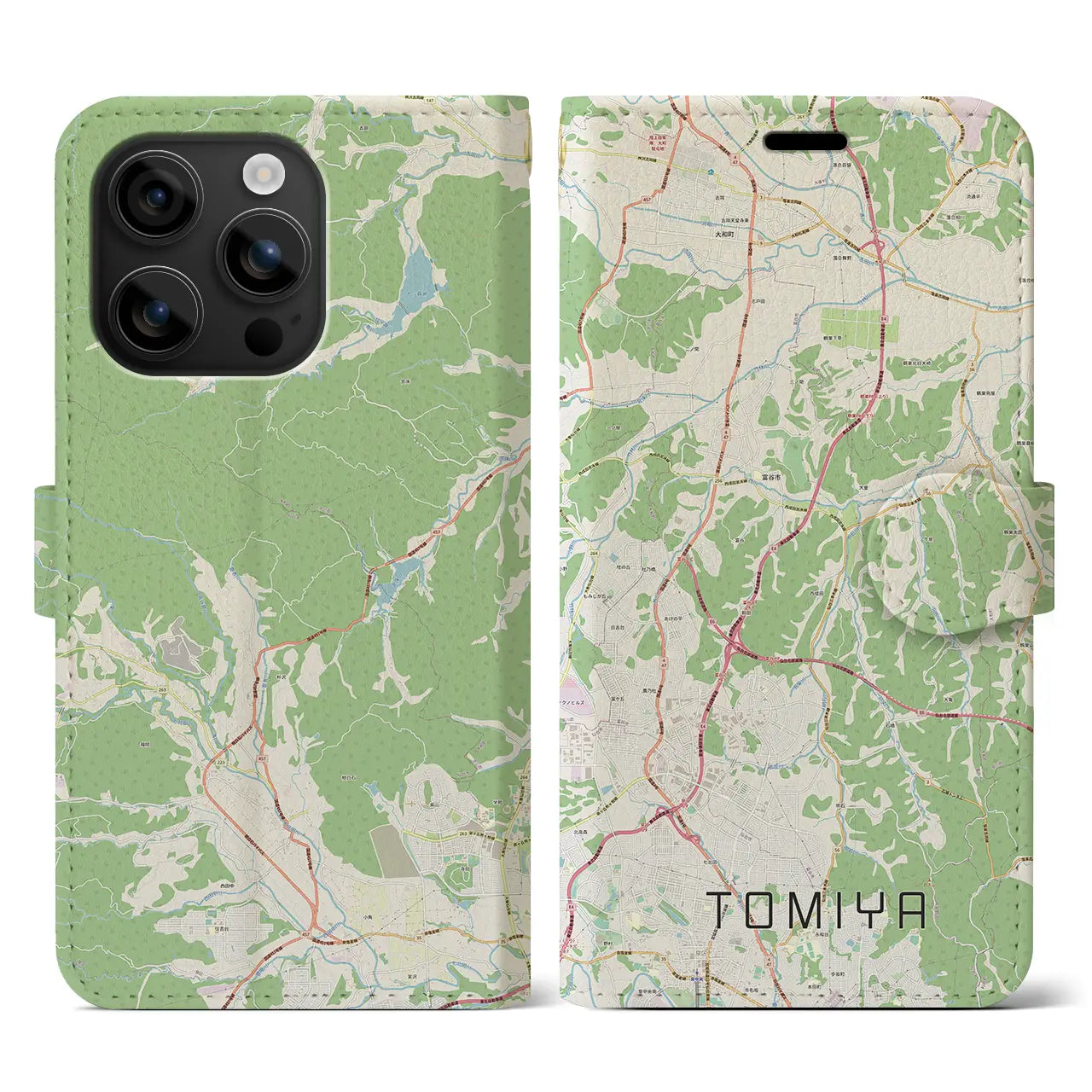 【富谷(宮城県)】地図柄iPhoneケース(手帳タイプ)ナチュラル・iPhone 16 用