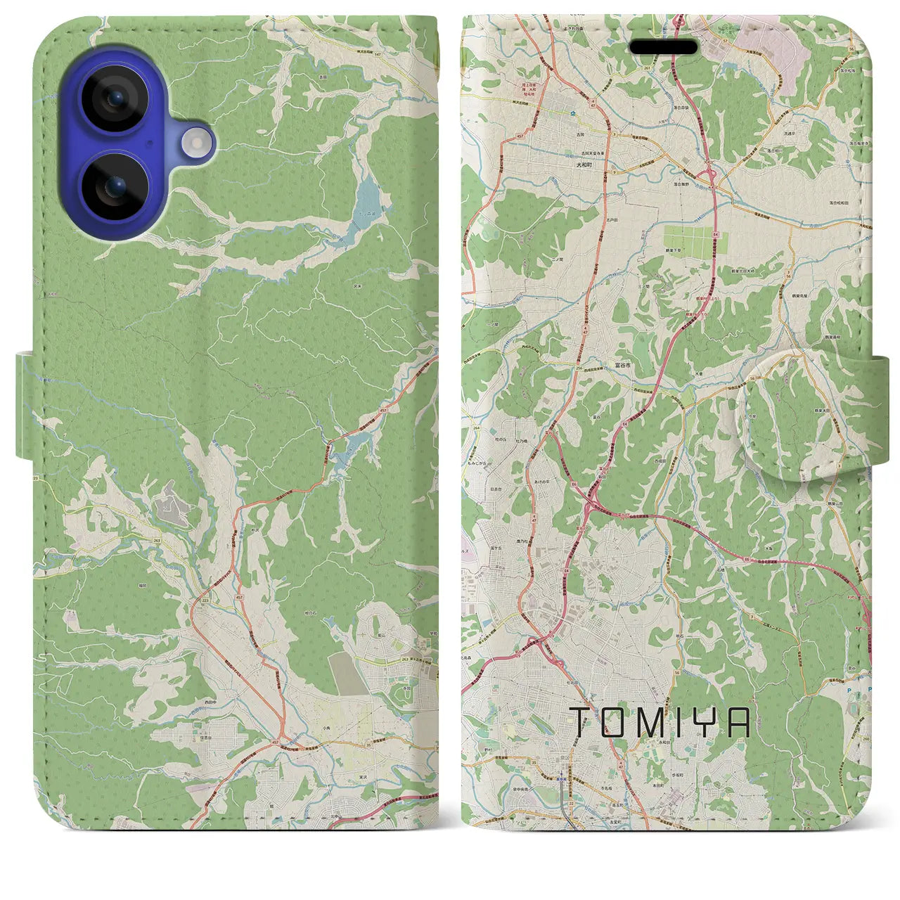 【富谷(宮城県)】地図柄iPhoneケース(手帳タイプ)ナチュラル・iPhone 16 Pro Max 用