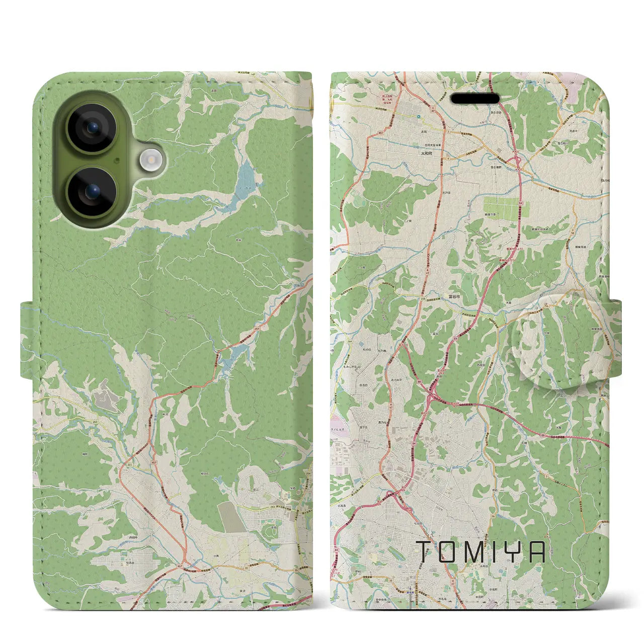 【富谷(宮城県)】地図柄iPhoneケース(手帳タイプ)ナチュラル・iPhone 17 Pro Max 用