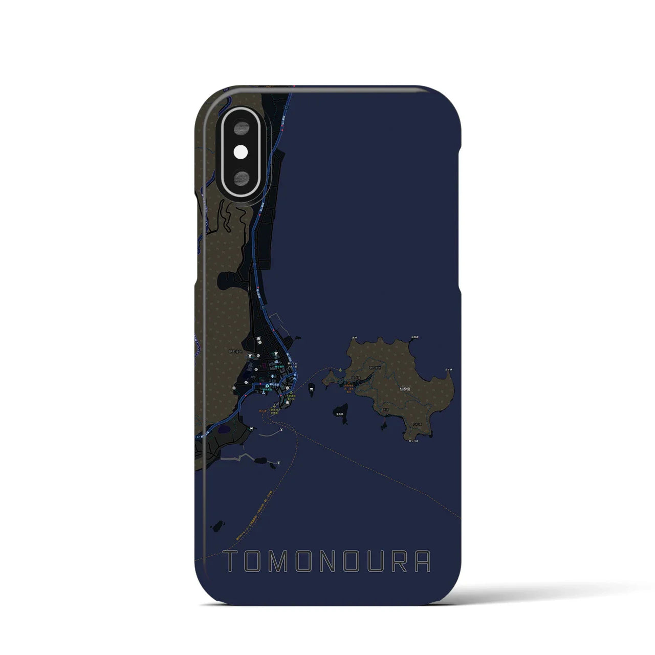 【鞆の浦(広島県)】地図柄iPhoneケース(バックカバータイプ)