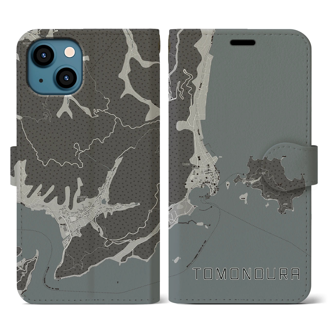 【鞆の浦(広島県)】地図柄iPhoneケース(手帳タイプ)