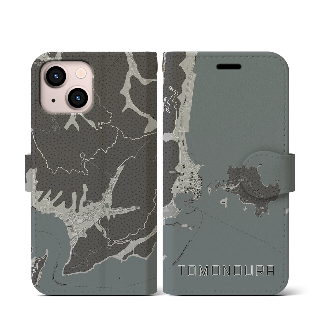 【鞆の浦(広島県)】地図柄iPhoneケース(手帳タイプ)