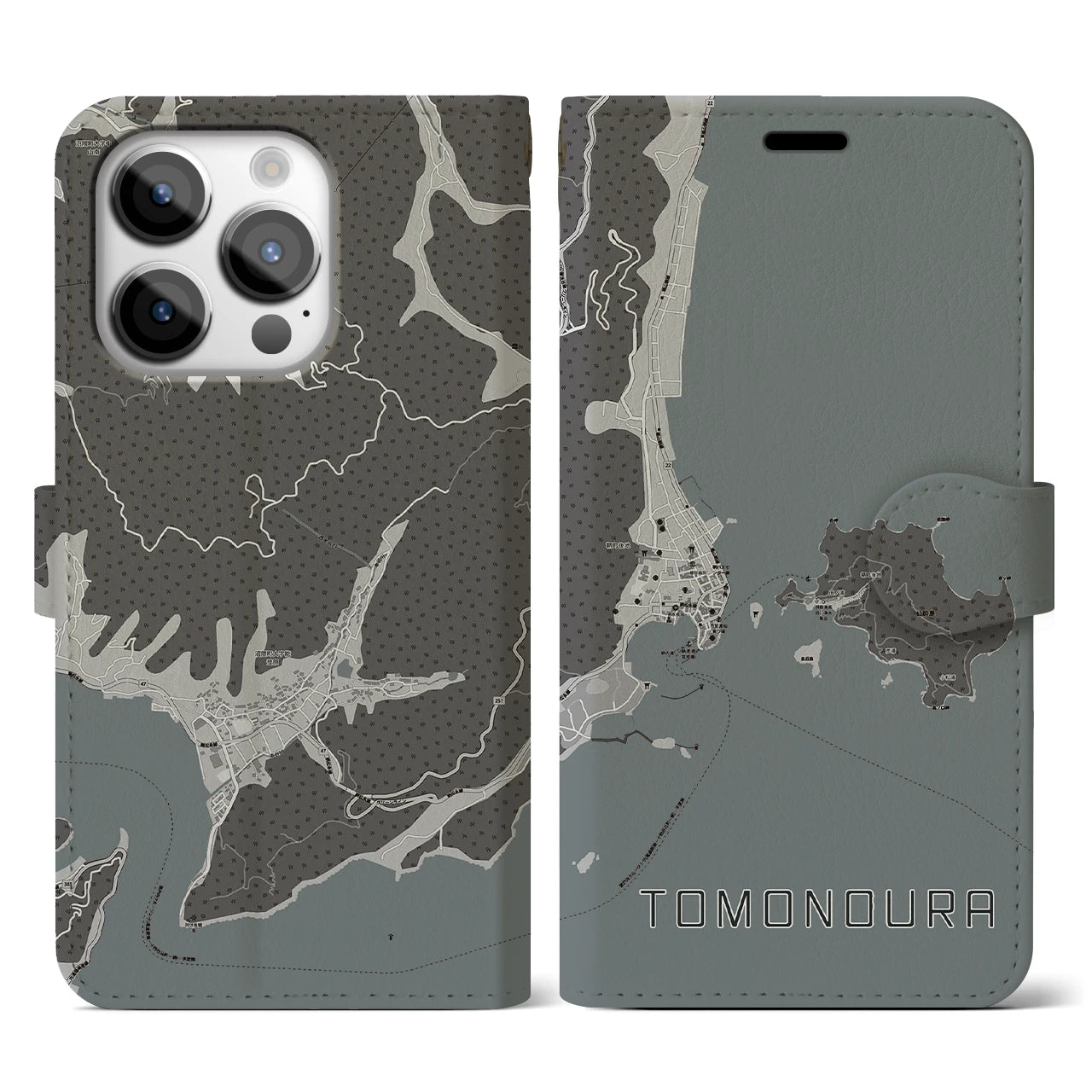 【鞆の浦(広島県)】地図柄iPhoneケース(手帳タイプ)