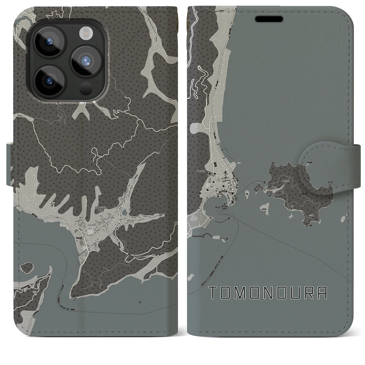 【鞆の浦(広島県)】地図柄iPhoneケース(手帳タイプ)