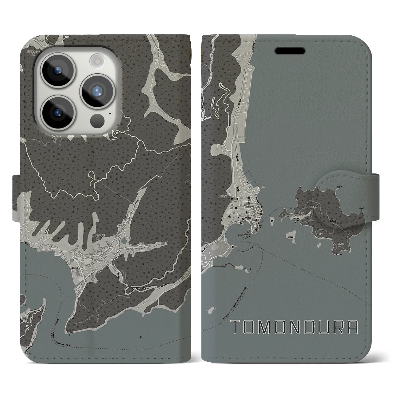 【鞆の浦(広島県)】地図柄iPhoneケース(手帳タイプ)