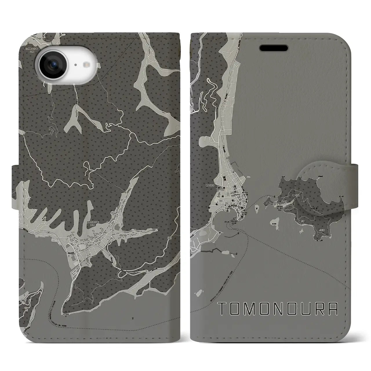 【鞆の浦(広島県)】地図柄iPhoneケース(手帳タイプ)