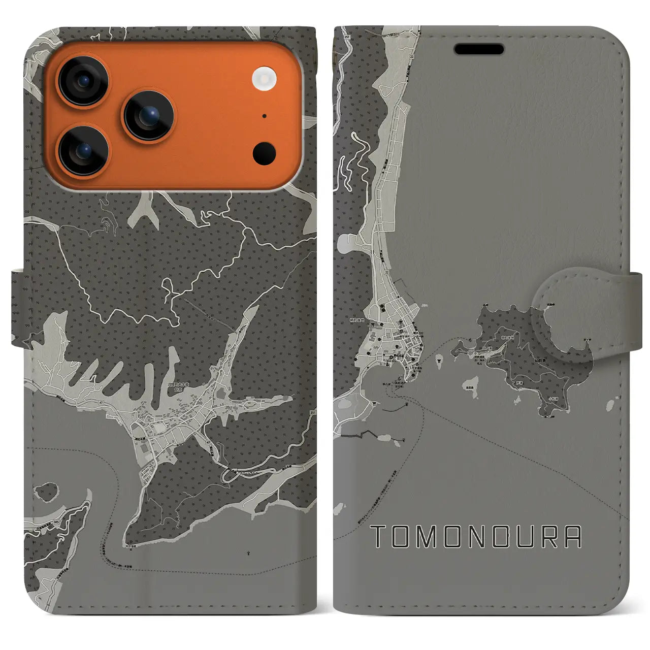 【鞆の浦(広島県)】地図柄iPhoneケース(手帳タイプ)