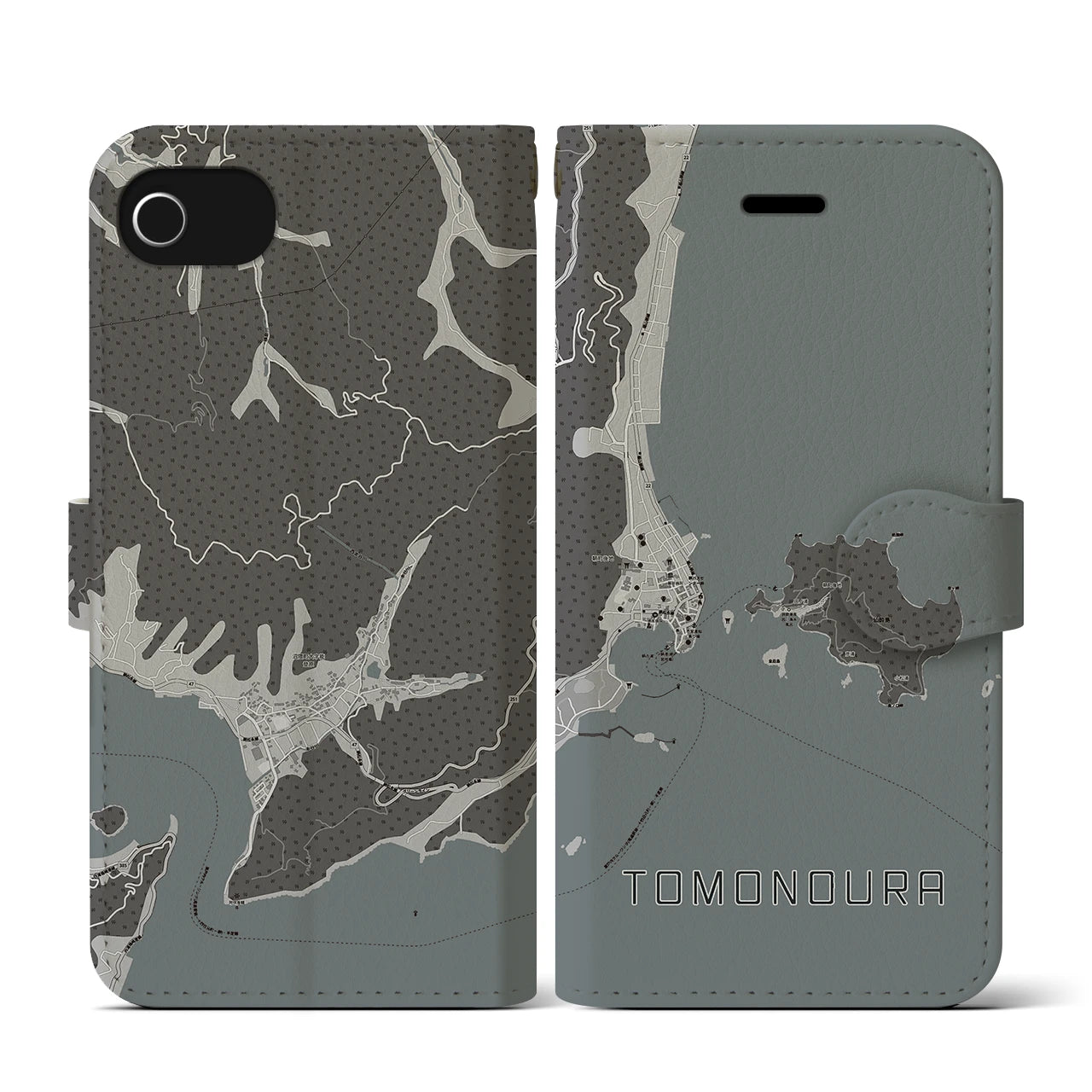 【鞆の浦(広島県)】地図柄iPhoneケース(手帳タイプ)