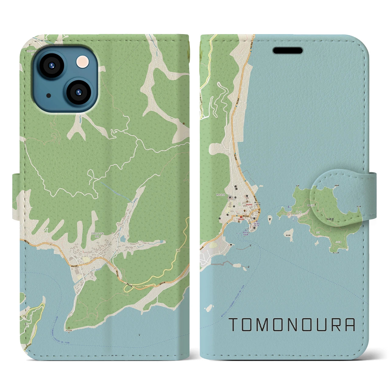 【鞆の浦(広島県)】地図柄iPhoneケース(手帳タイプ)