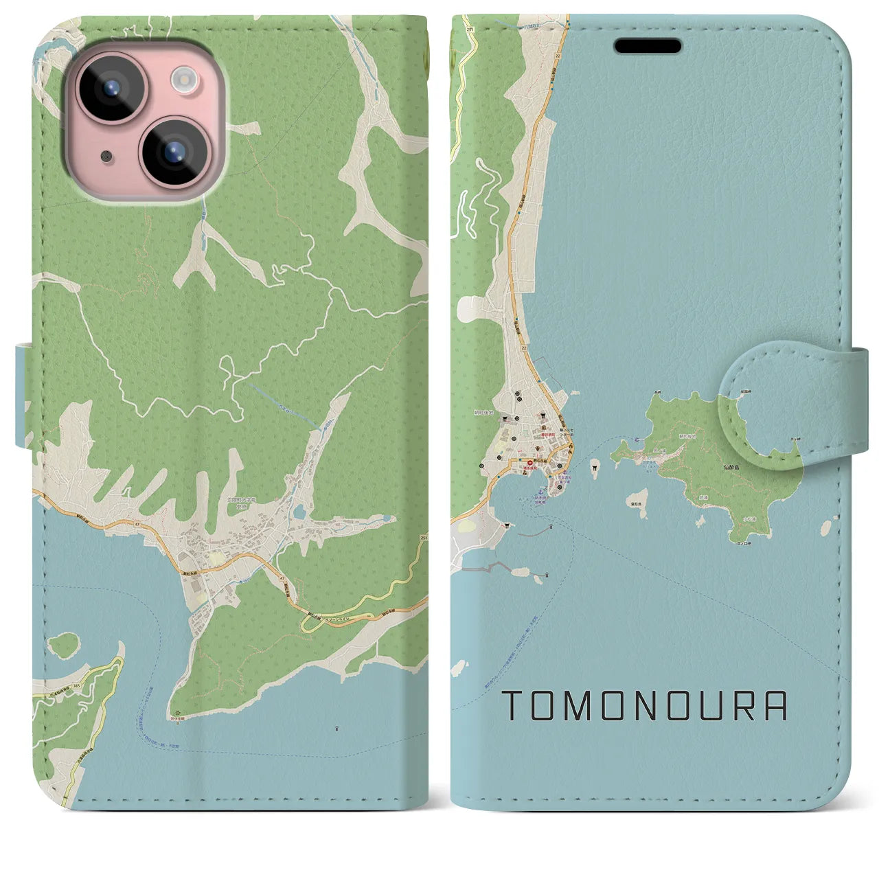 【鞆の浦(広島県)】地図柄iPhoneケース(手帳タイプ)