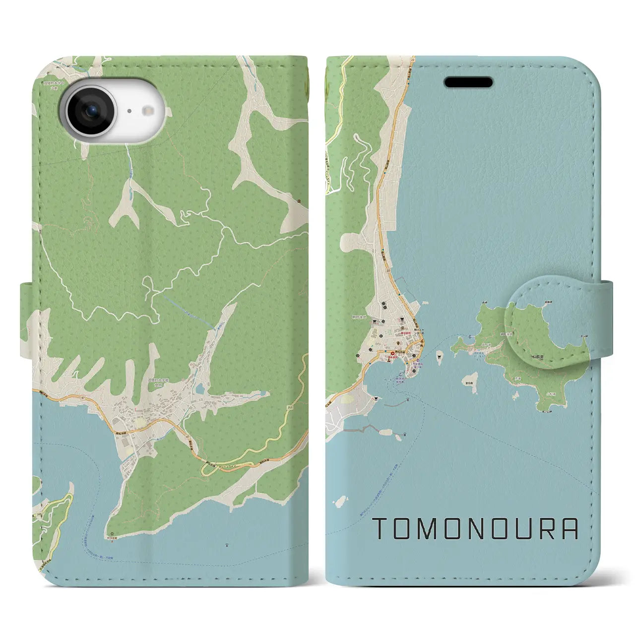 【鞆の浦(広島県)】地図柄iPhoneケース(手帳タイプ)
