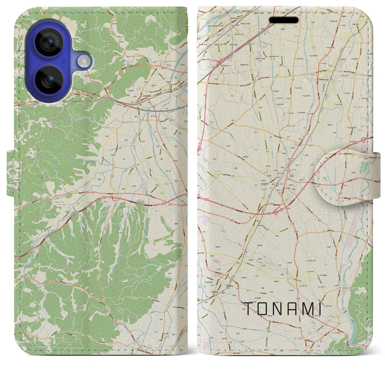 【砺波(富山県)】地図柄iPhoneケース(手帳タイプ)ナチュラル・iPhone 16 Pro Max 用