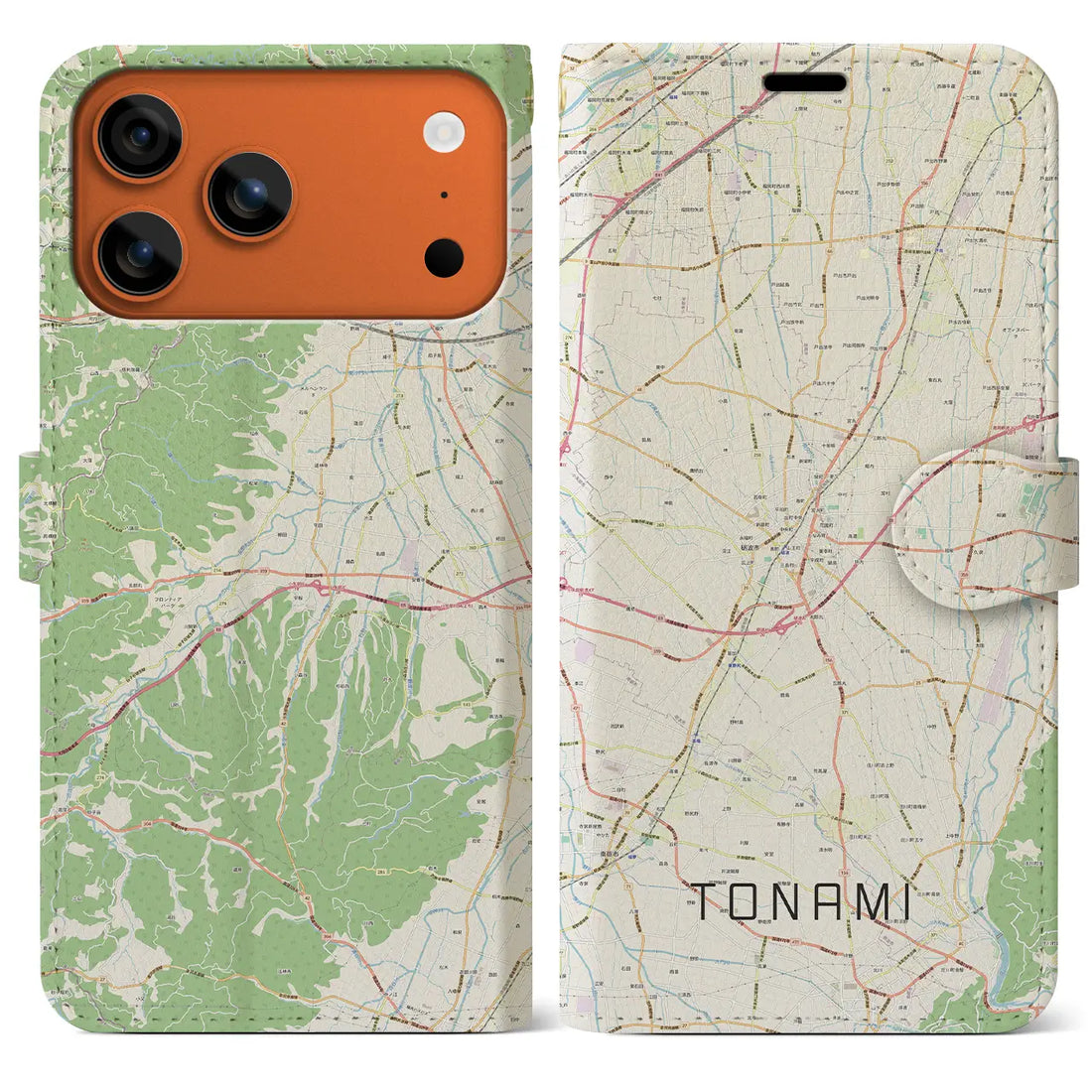 【砺波(富山県)】地図柄iPhoneケース(手帳タイプ)ナチュラル・iPhone 17 Pro Max 用