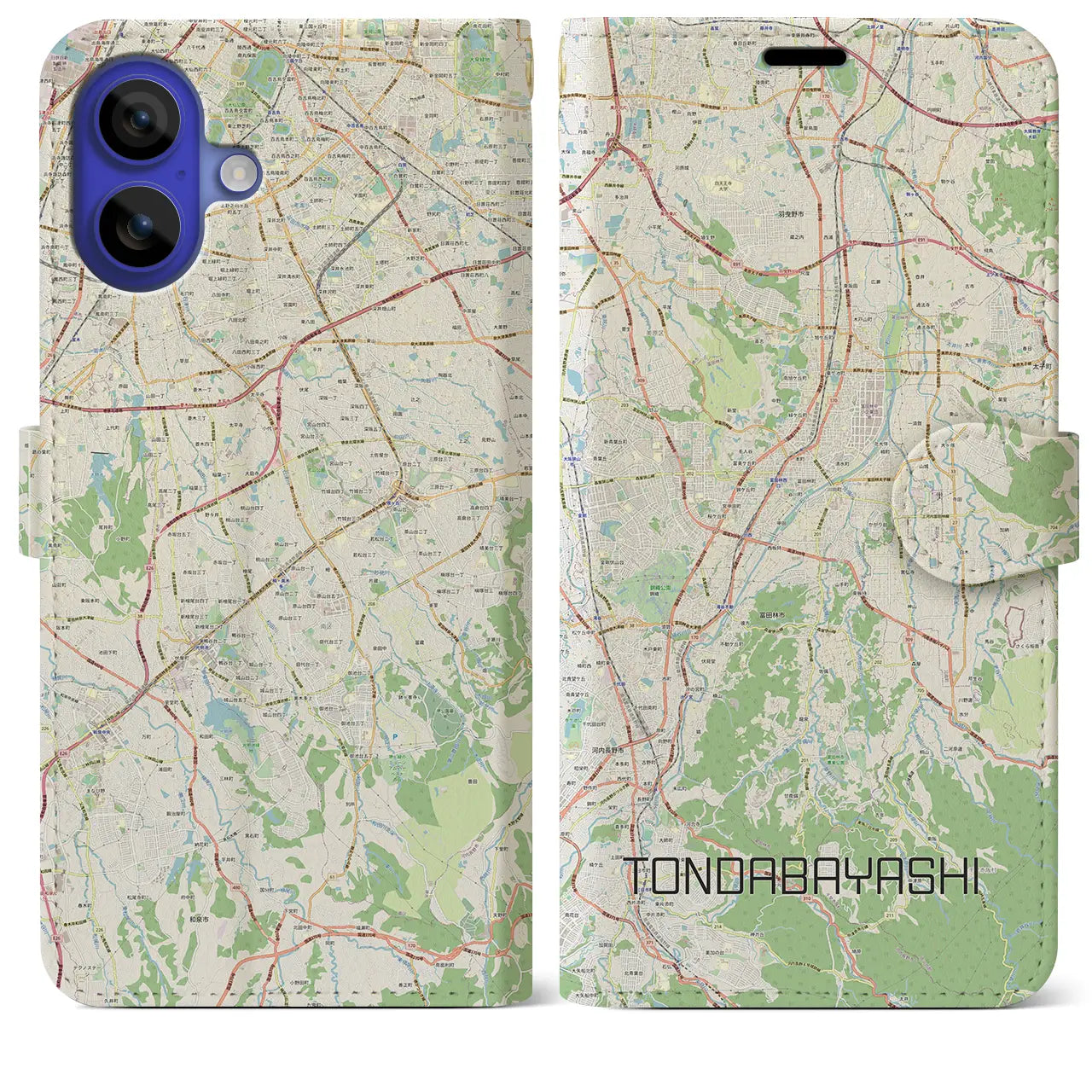 【富田林(大阪府)】地図柄iPhoneケース(手帳タイプ)