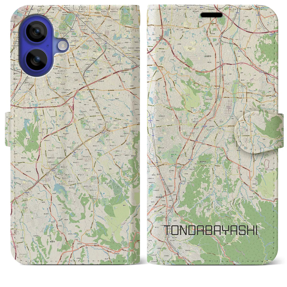 【富田林(大阪府)】地図柄iPhoneケース(手帳タイプ)ナチュラル・iPhone 16 Pro Max 用