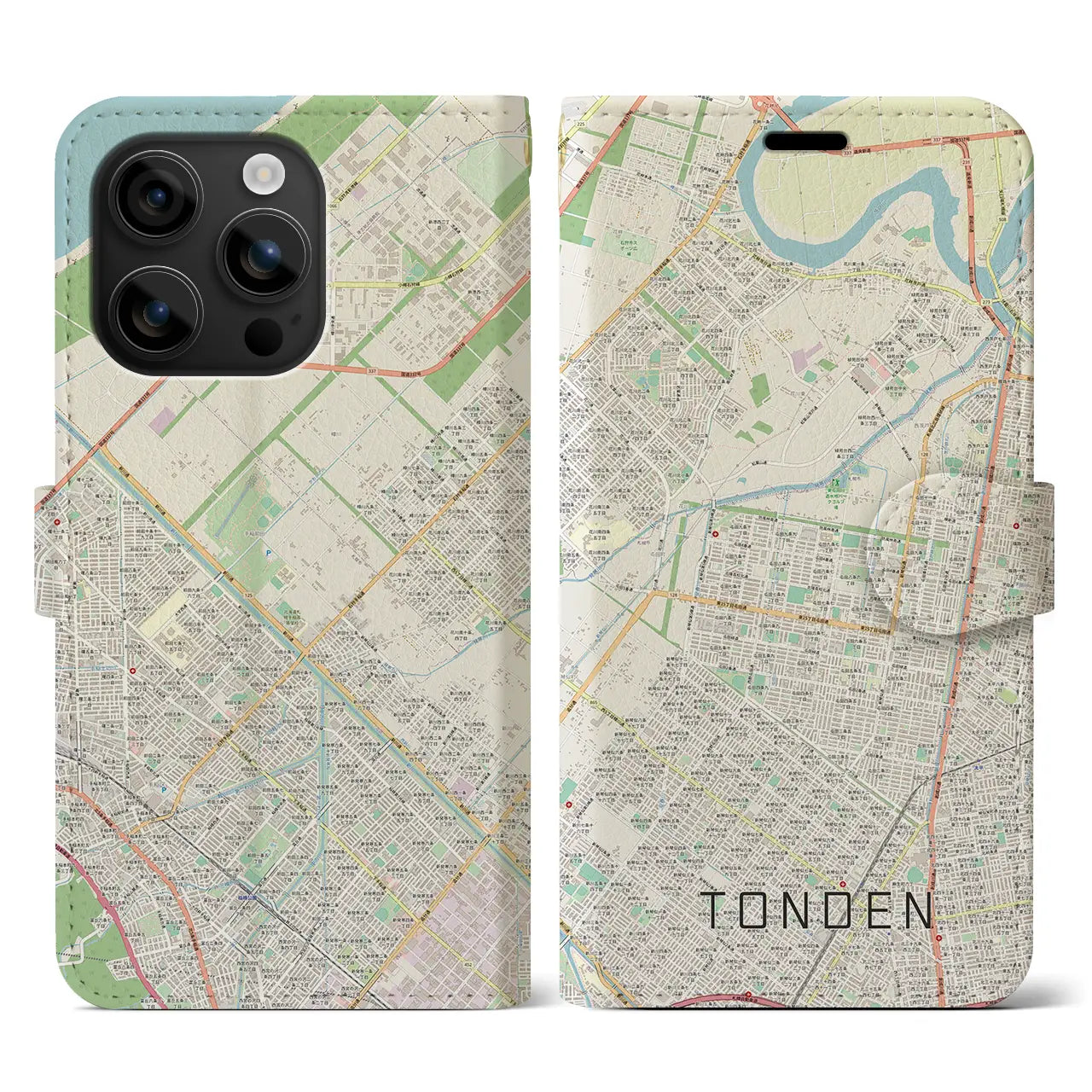 【屯田(北海道)】地図柄iPhoneケース(手帳タイプ)ナチュラル・iPhone 16 用