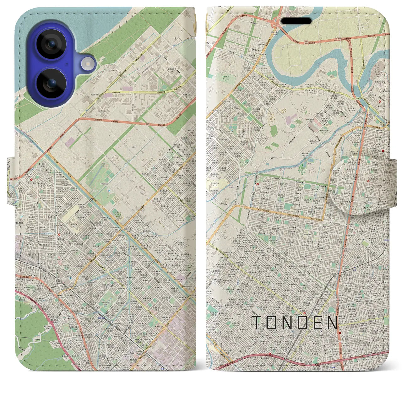 【屯田(北海道)】地図柄iPhoneケース(手帳タイプ)ナチュラル・iPhone 16 Pro Max 用