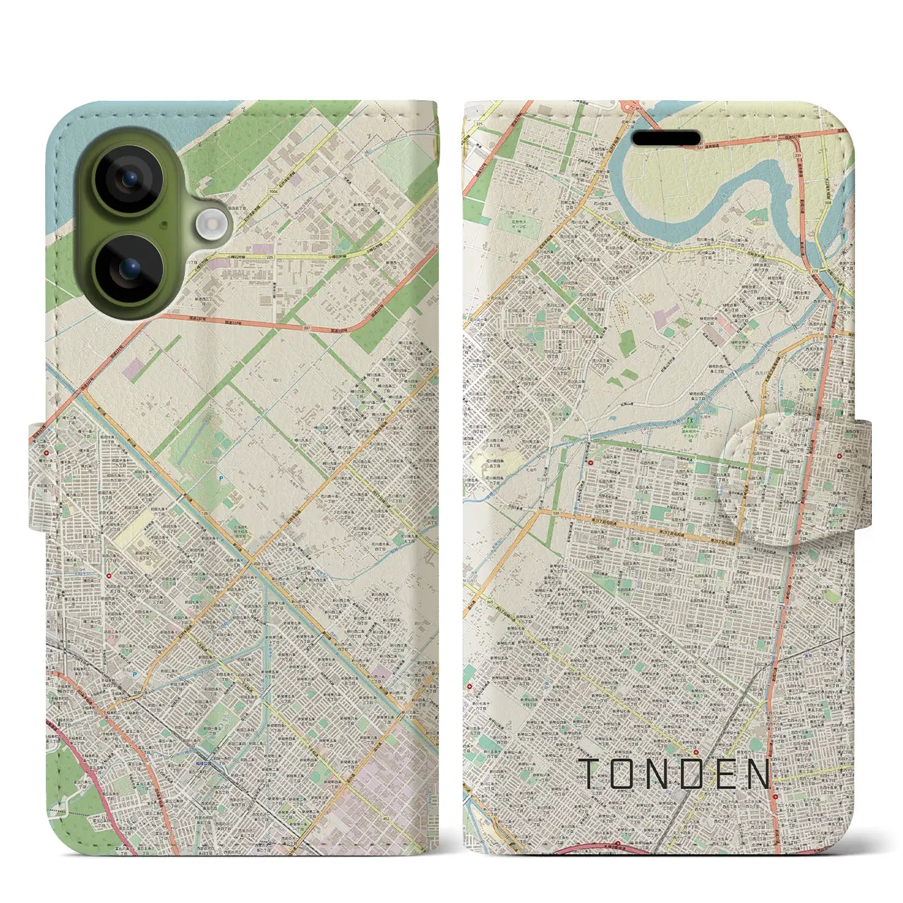 【屯田(北海道)】地図柄iPhoneケース(手帳タイプ)ナチュラル・iPhone 17 Pro Max 用