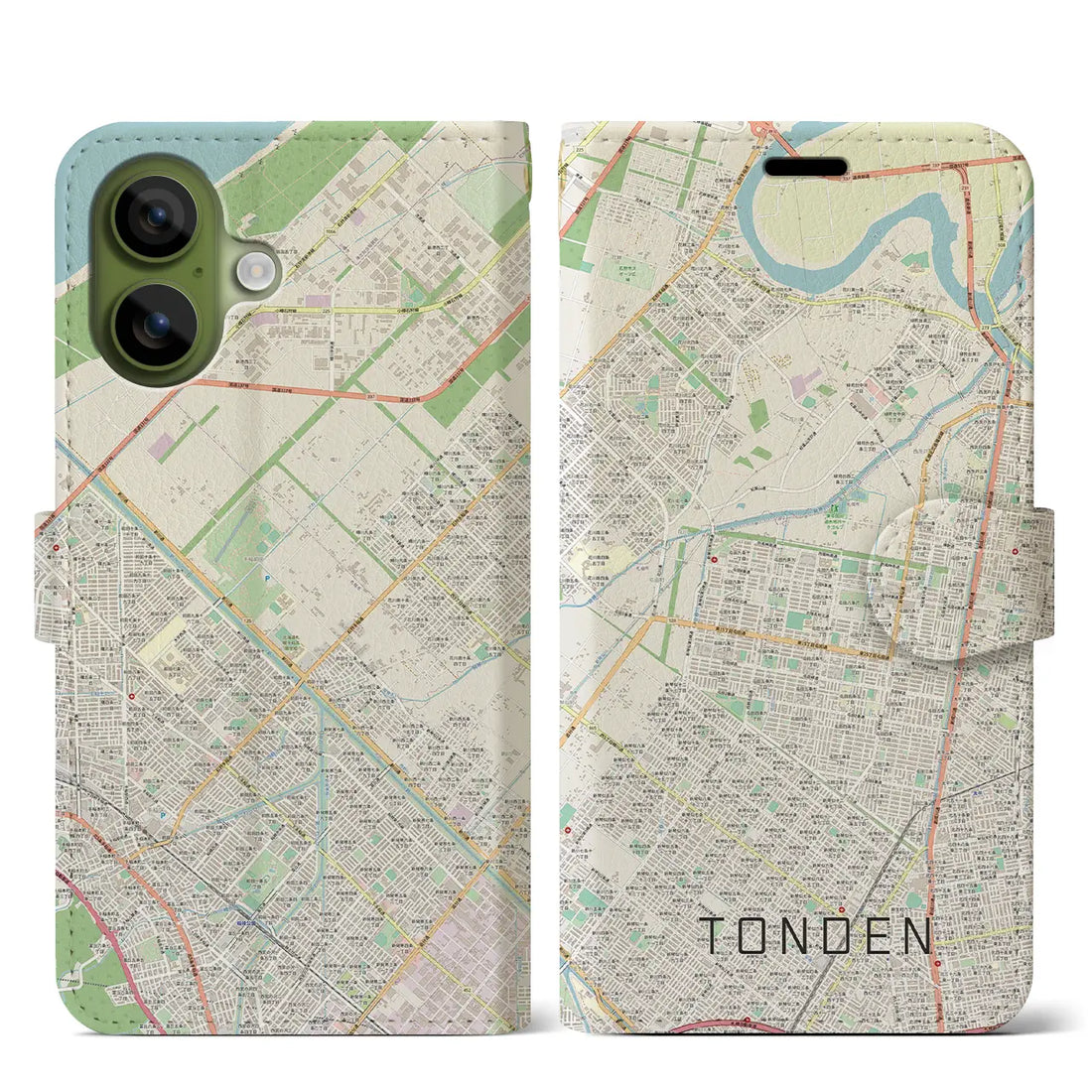 【屯田(北海道)】地図柄iPhoneケース(手帳タイプ)ナチュラル・iPhone 17 Pro Max 用