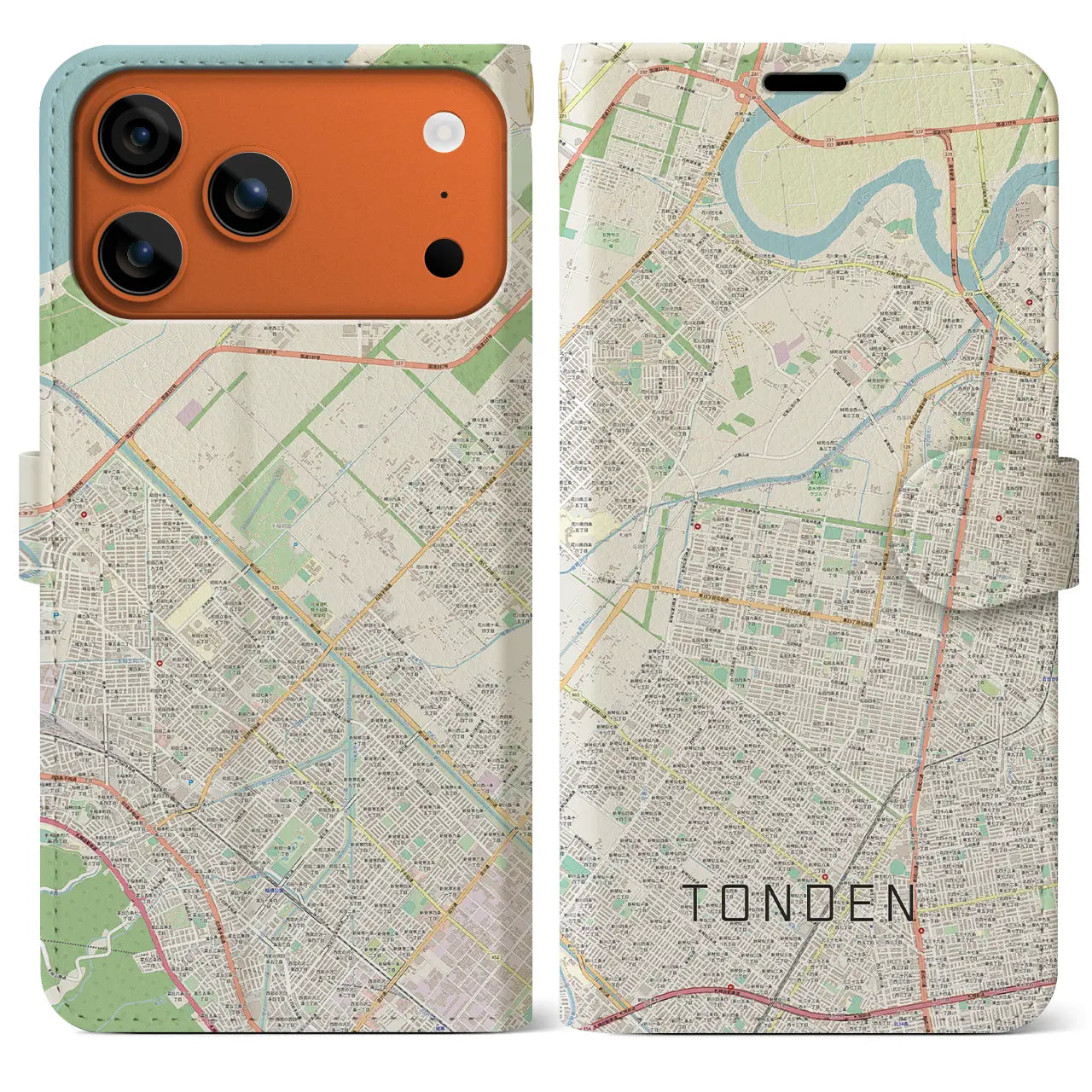 【屯田(北海道)】地図柄iPhoneケース(手帳タイプ)モノトーン・iPhone 17 Pro Max 用