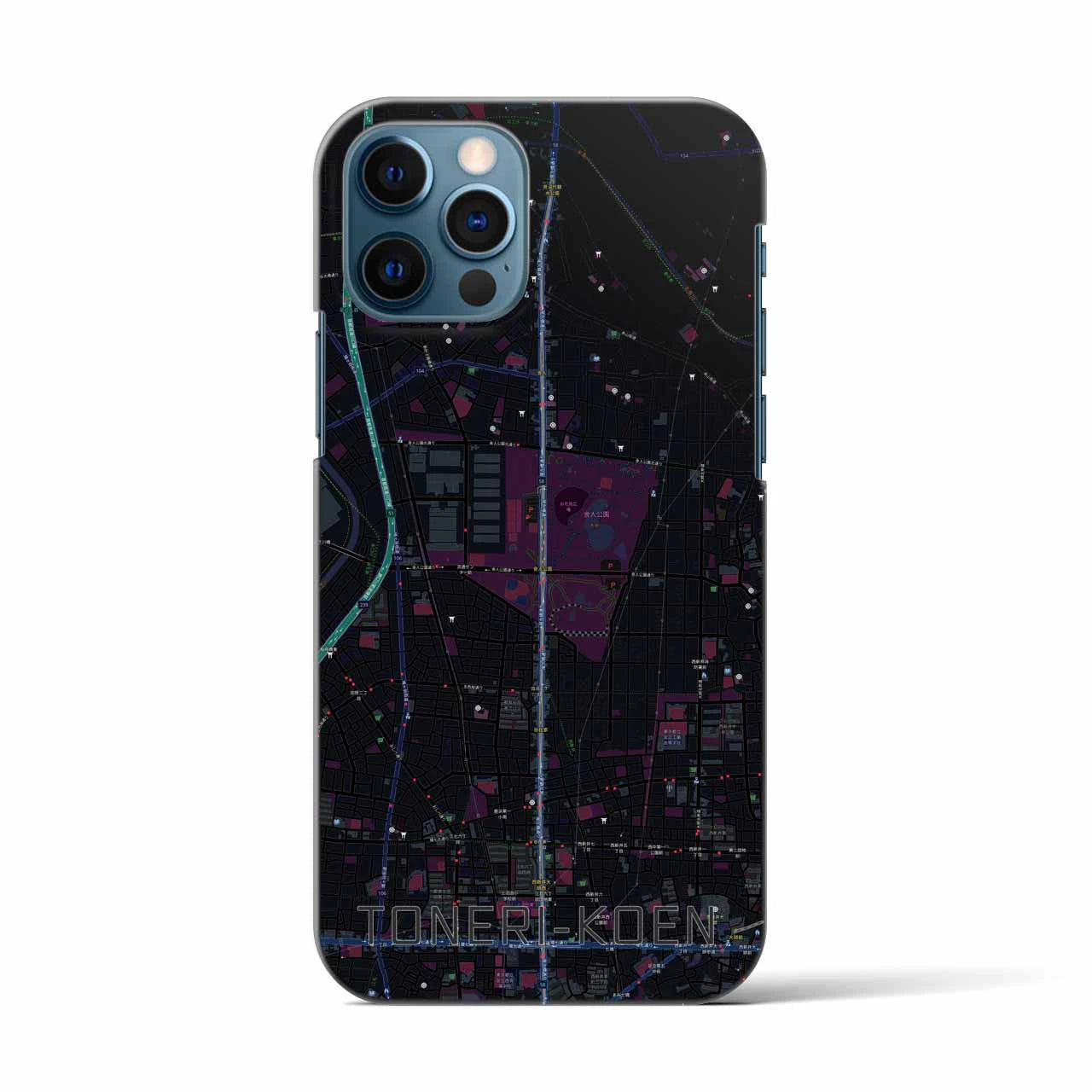 【舎人公園(東京都)】地図柄iPhoneケース(バックカバータイプ)