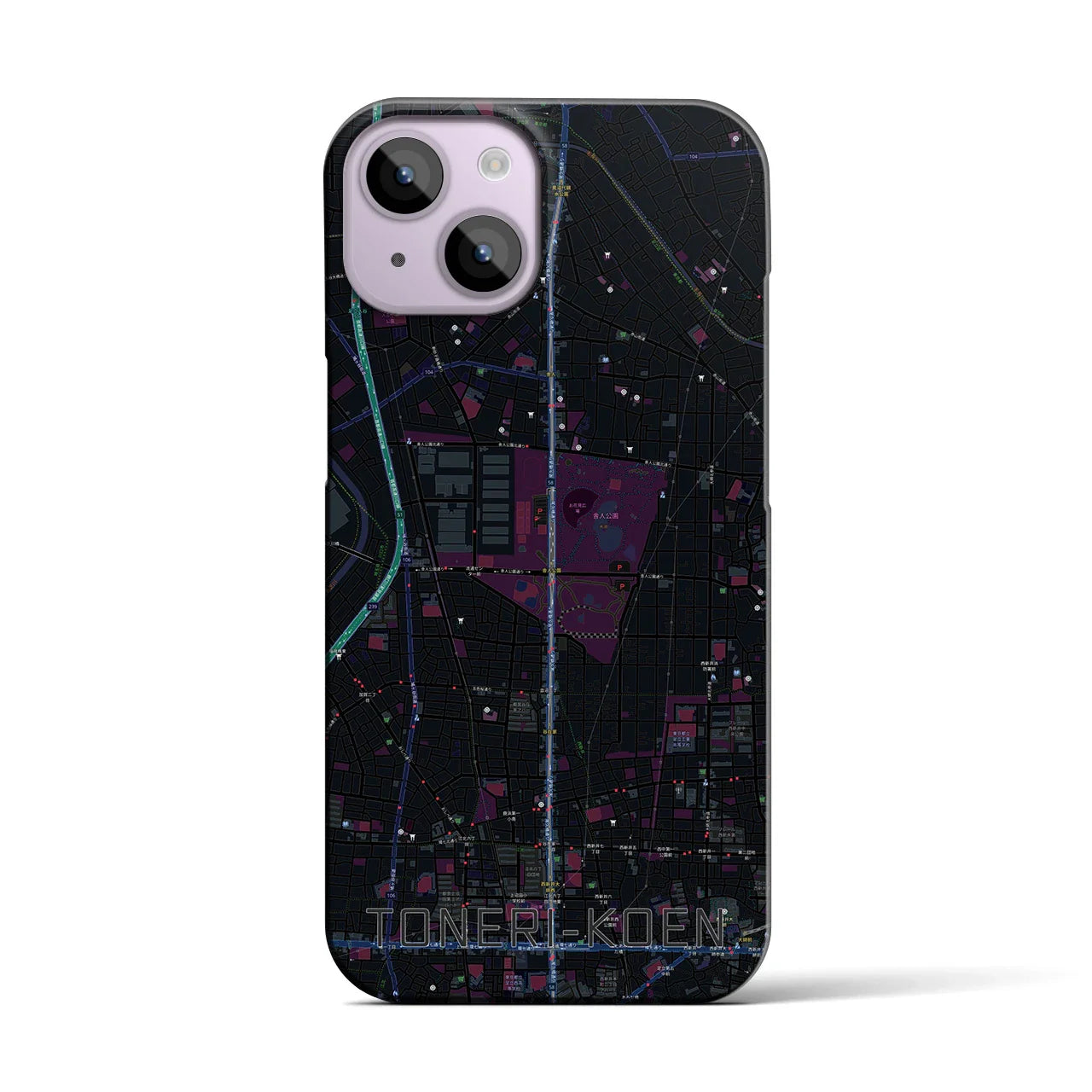 【舎人公園(東京都)】地図柄iPhoneケース(バックカバータイプ)