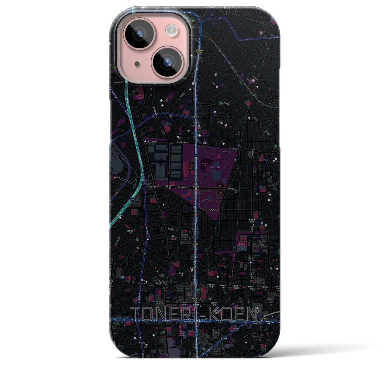 【舎人公園(東京都)】地図柄iPhoneケース(バックカバータイプ)