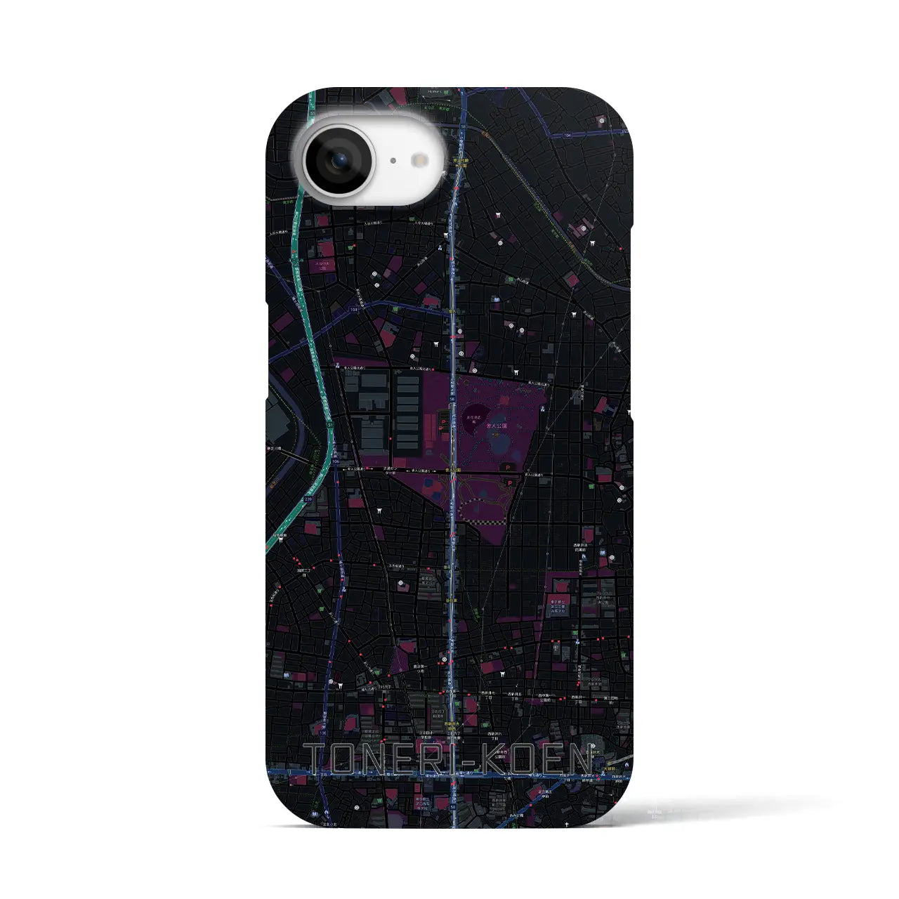 【舎人公園(東京都)】地図柄iPhoneケース(バックカバータイプ)