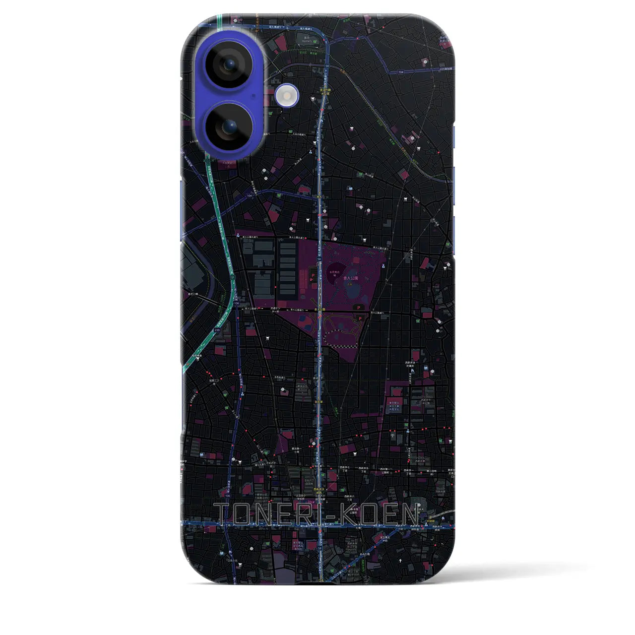 【舎人公園(東京都)】地図柄iPhoneケース(バックカバータイプ)
