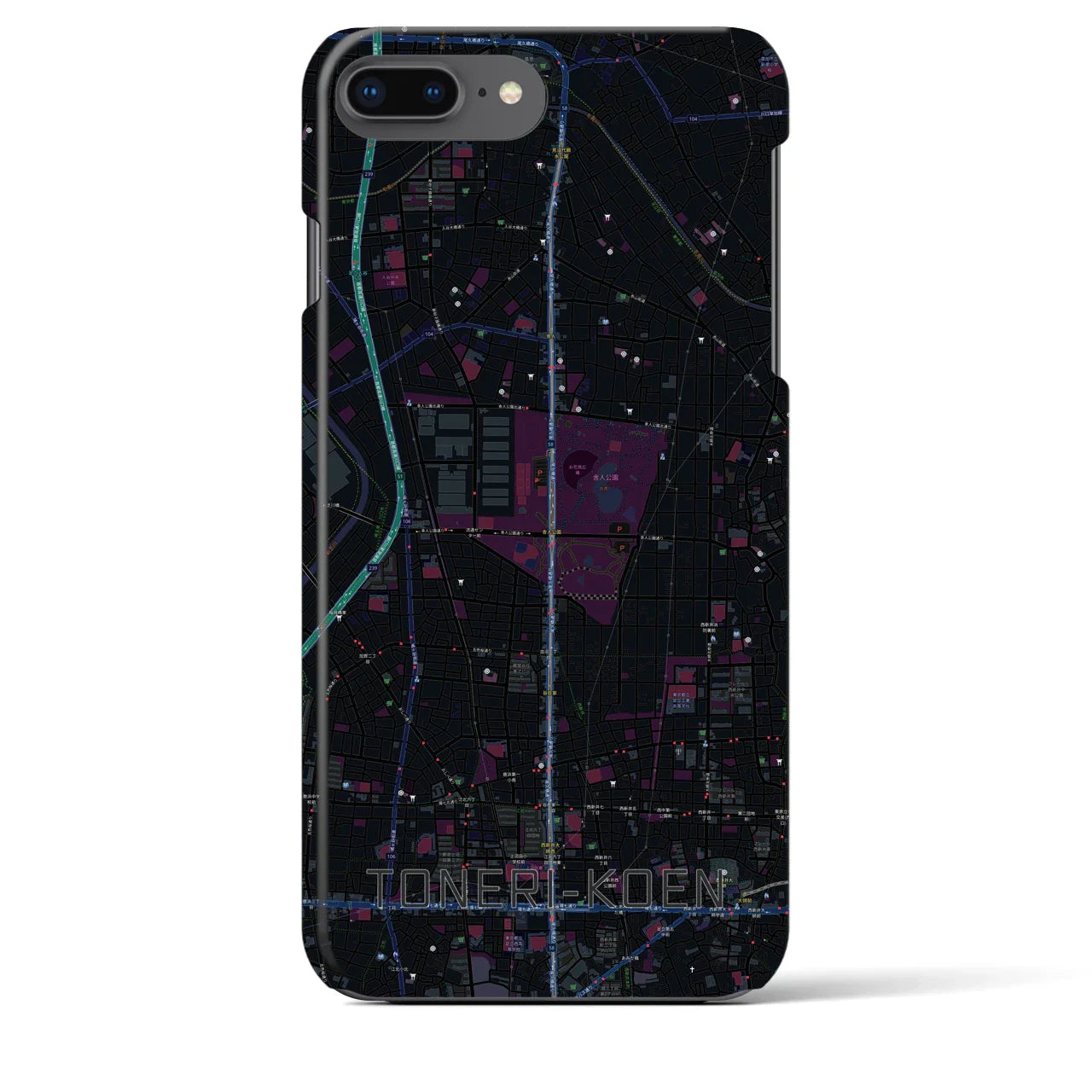 【舎人公園(東京都)】地図柄iPhoneケース(バックカバータイプ)