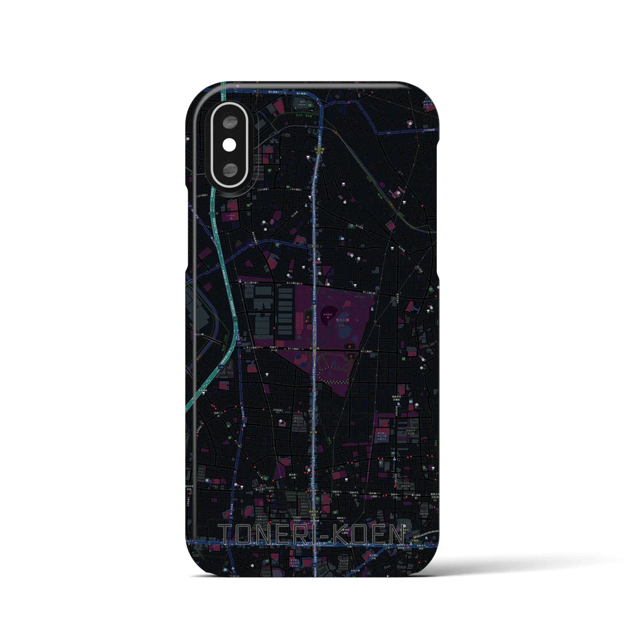 【舎人公園(東京都)】地図柄iPhoneケース(バックカバータイプ)