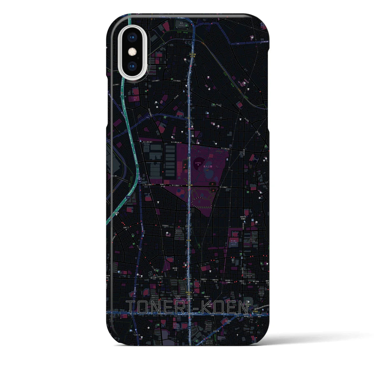 【舎人公園(東京都)】地図柄iPhoneケース(バックカバータイプ)