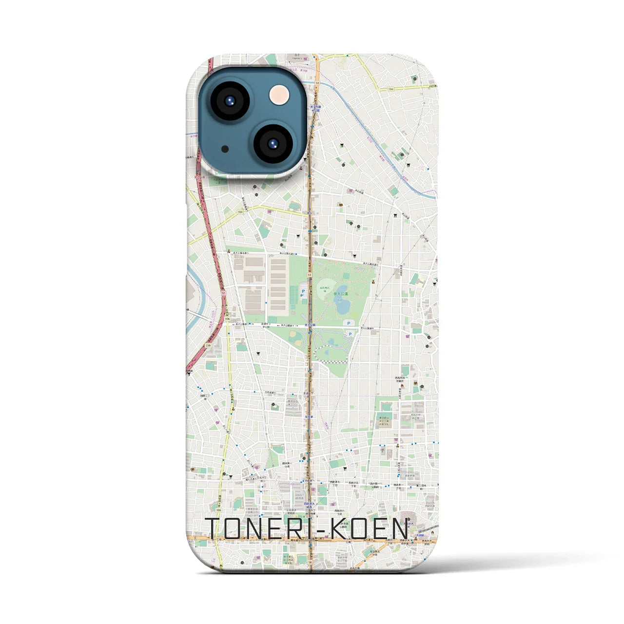 【舎人公園(東京都)】地図柄iPhoneケース(バックカバータイプ)