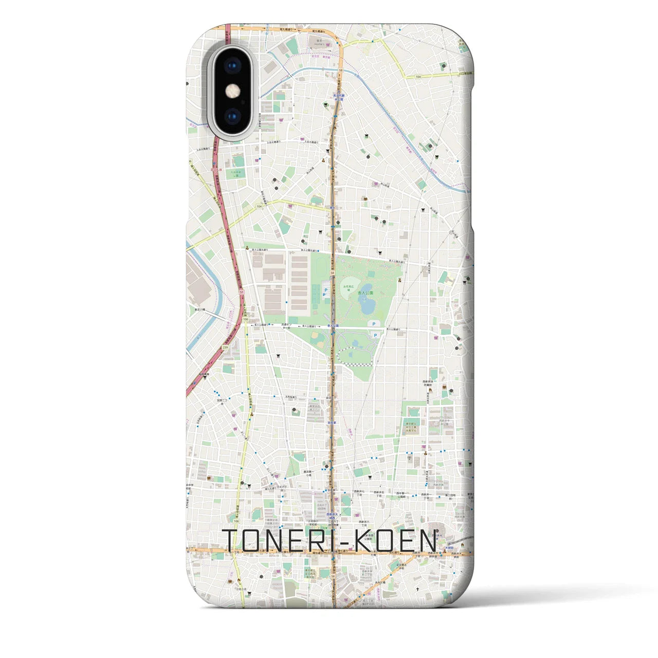 【舎人公園(東京都)】地図柄iPhoneケース(バックカバータイプ)