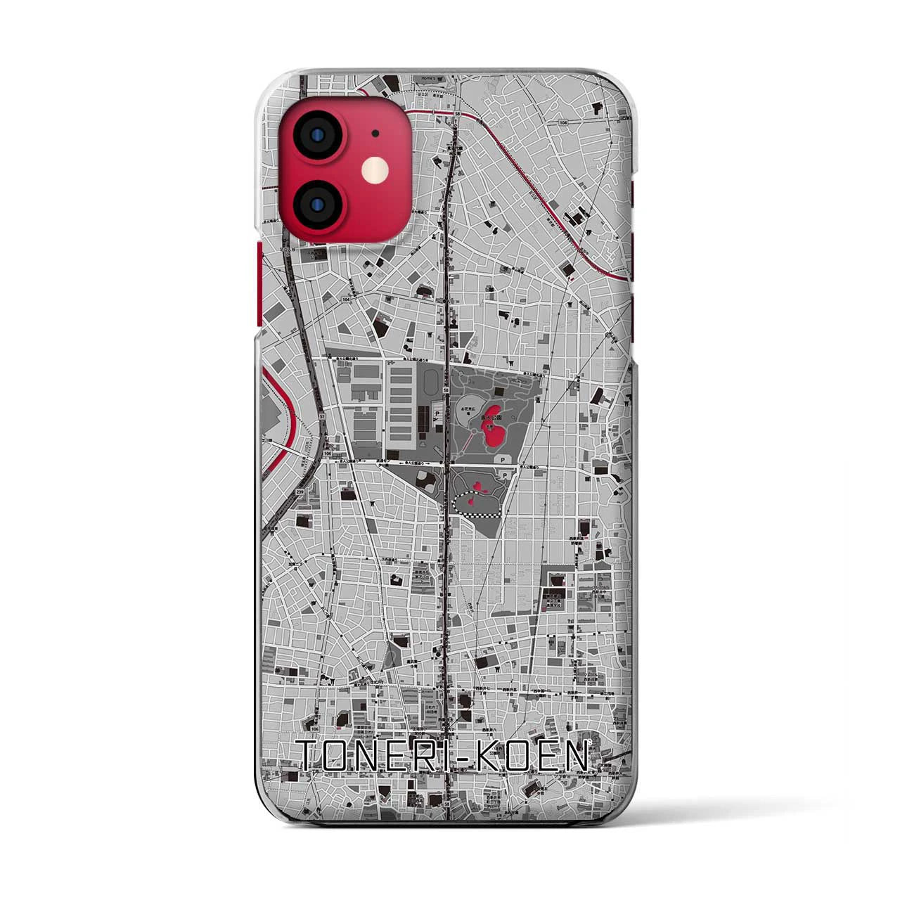 【舎人公園(東京都)】地図柄iPhoneケース(クリアタイプ)