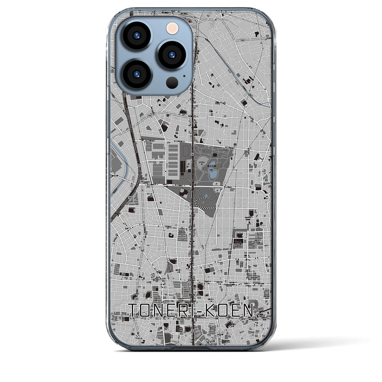 【舎人公園(東京都)】地図柄iPhoneケース(クリアタイプ)