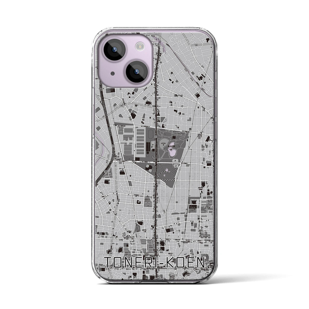 【舎人公園(東京都)】地図柄iPhoneケース(クリアタイプ)