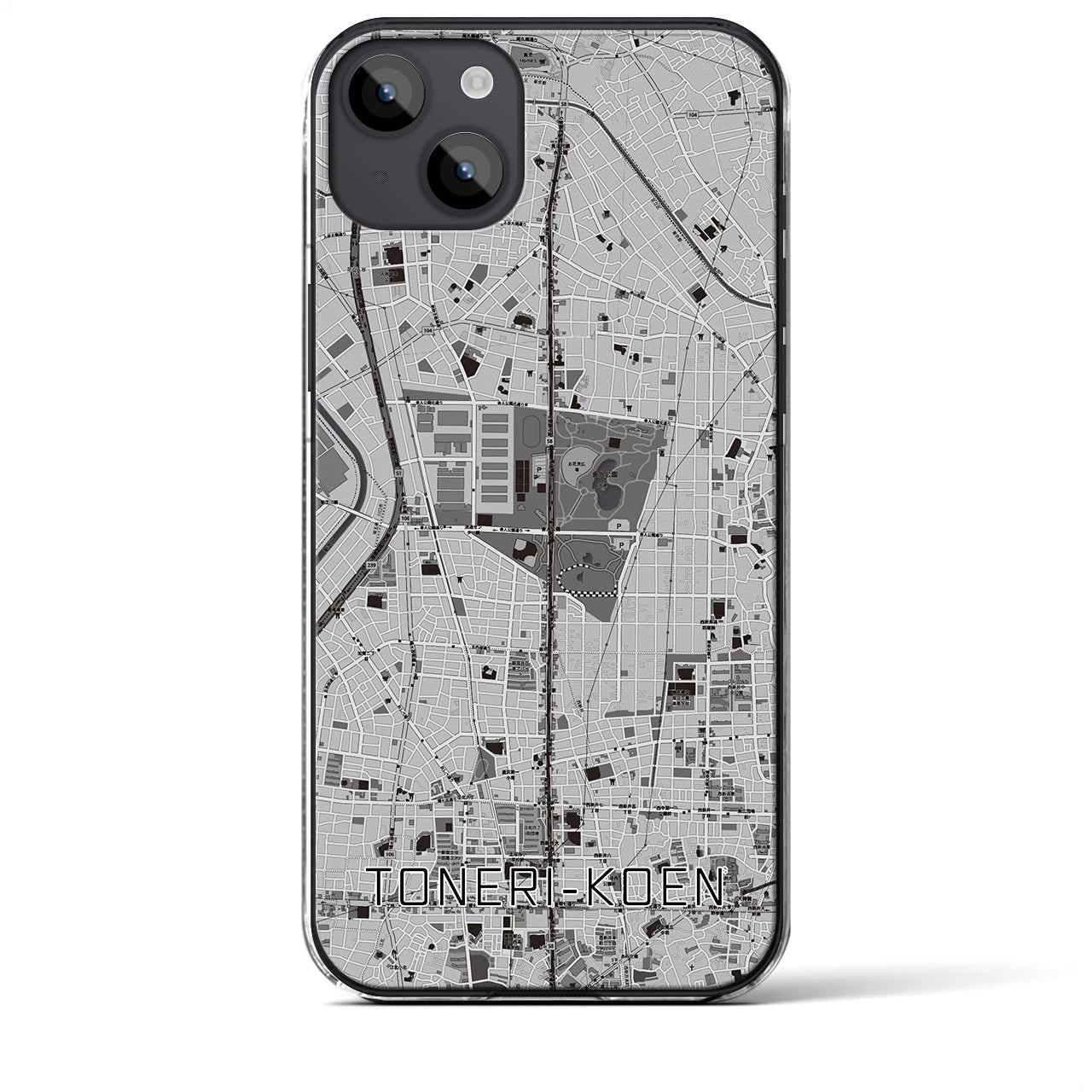 【舎人公園(東京都)】地図柄iPhoneケース(クリアタイプ)