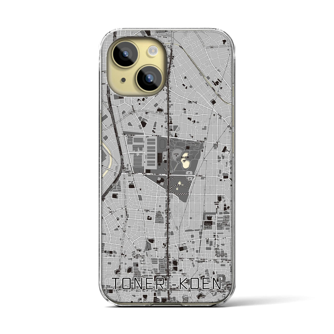 【舎人公園(東京都)】地図柄iPhoneケース(クリアタイプ)