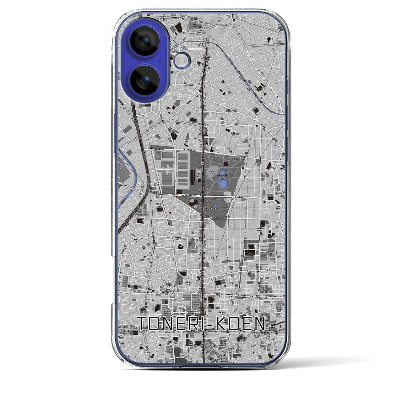 【舎人公園(東京都)】地図柄iPhoneケース(クリアタイプ)