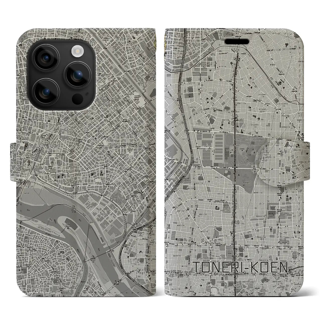 【舎人公園(東京都)】地図柄iPhoneケース(手帳タイプ)